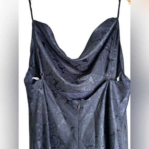 Lulus You're My Type Midnight Blue Satin Jacquard Midi Slip Dress XL - Picture 12 of 15